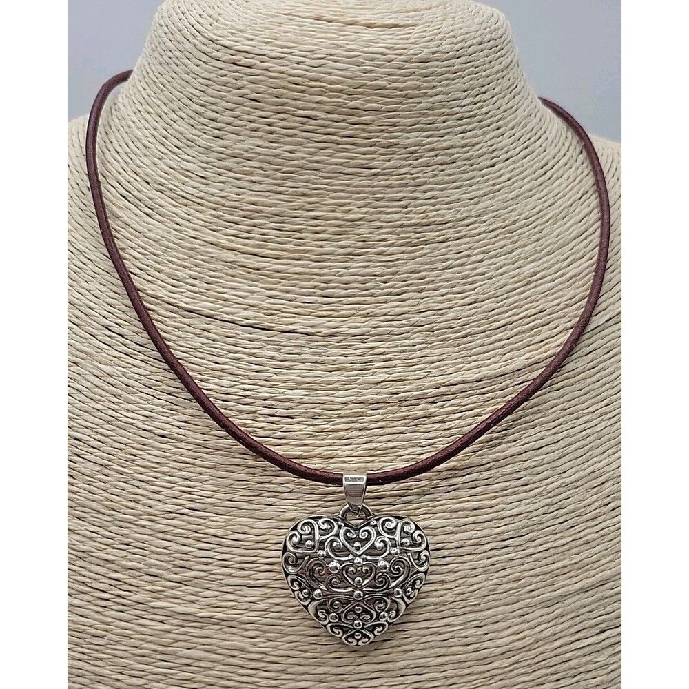 Vintage Samara 926 Sterling Silver Filigree Heart Pendant Choker Valentine's Day